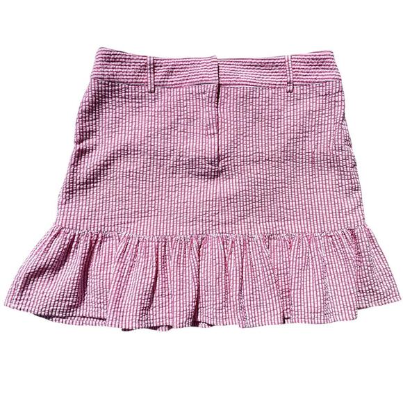 Sam TY Seersucker Ruffle Hem Pink White Stripped Skirt - Size 8 - Picture 2 of 9
